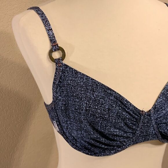 Captiva Blue Underwire Bikini Top M Denim Bra - Picture 3 of 13